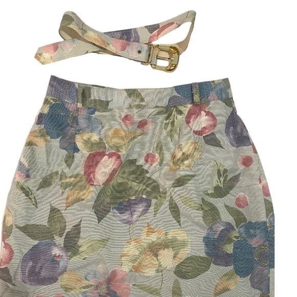 St Roma Vintage Floral Belted Skirt - Picture 2 of 8